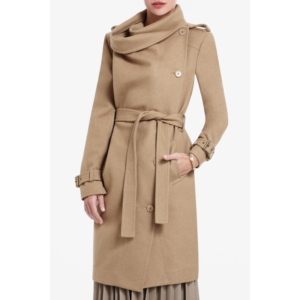 BCBGMaxAzria Camel Carlin Wool Coat size L